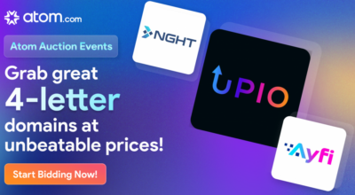 Auction Day Is Here: Atom.com’s 4-Letter .com Auction Goes Live!