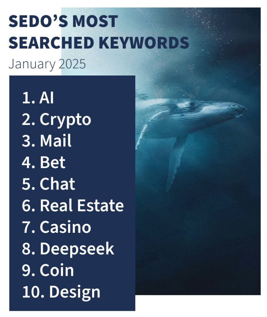 Sedo Most Searched Keywords: Deepseek Enters the Top 10 Amid AI Boom