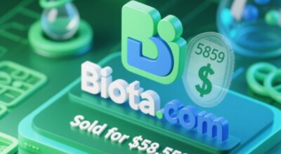 Biota.com domain name sold for $58,559, highlighting the value of domain names in the biological field​