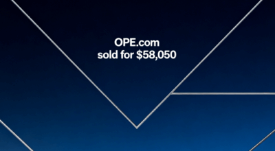 The three-letter domain name OPE.com sold for $58,050