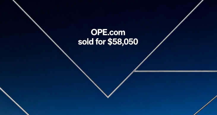 The three-letter domain name OPE.com sold for ,050