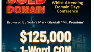 Sedo's Mr. Premium sold a .com domain for $125,000 at the DomainDaysDubai