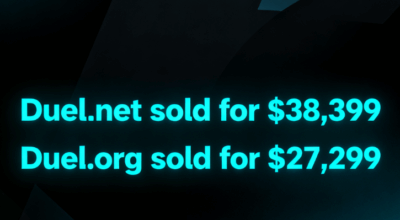 Dual domain name sales surpassed $65,000 in a single day! "Duel.net/org" dual domains sold via atom