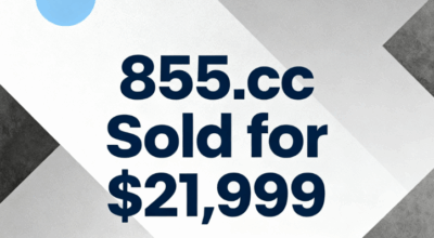 855.cc Sold for $21,999 via GoDaddy