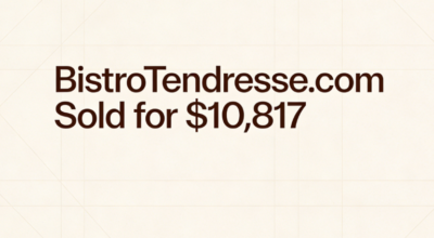 BistroTendresse.com Sold for $10,817 via GoDaddy Auctions