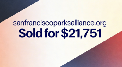 The domain name sanfranciscoparksalliance.org was sold for $21,751 through GoDaddy