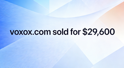 voxox.com sold for $29,600, highlighting its value through word repetition and communication DNA