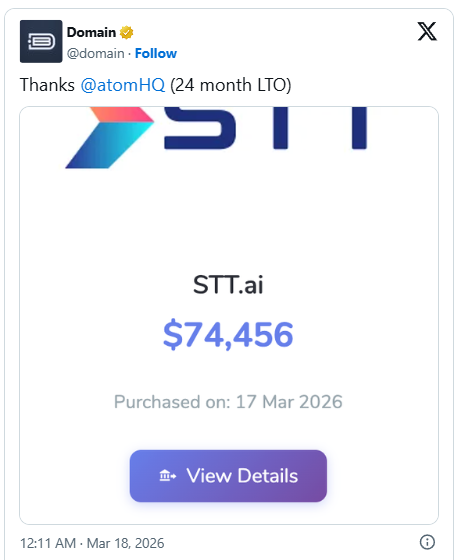 STT.ai Sold for ,456: The Value of AI Abbreviation Domains Stands Out