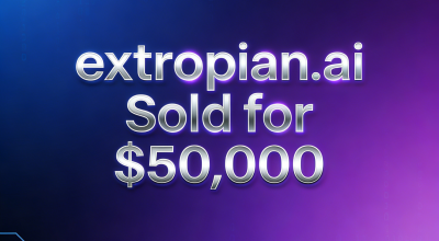The domain name extropian.ai sold for $50,000, yielding a return of over 300 times.