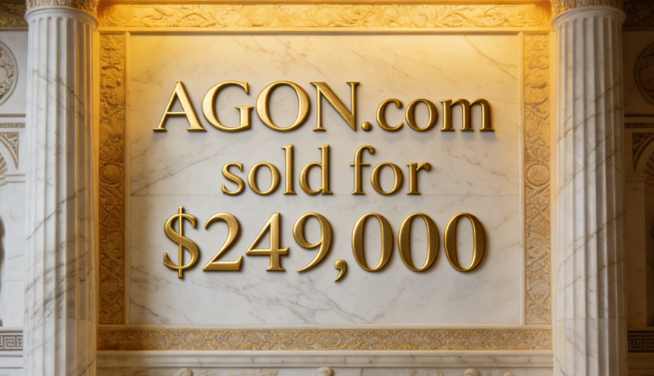 The four-letter domain name AGON.com sold for $249,000 through Atom.com
