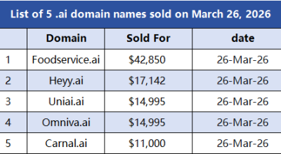 .ai Domains See a Surge in Transactions, Ushering in a New Boom in the Digital Asset Market