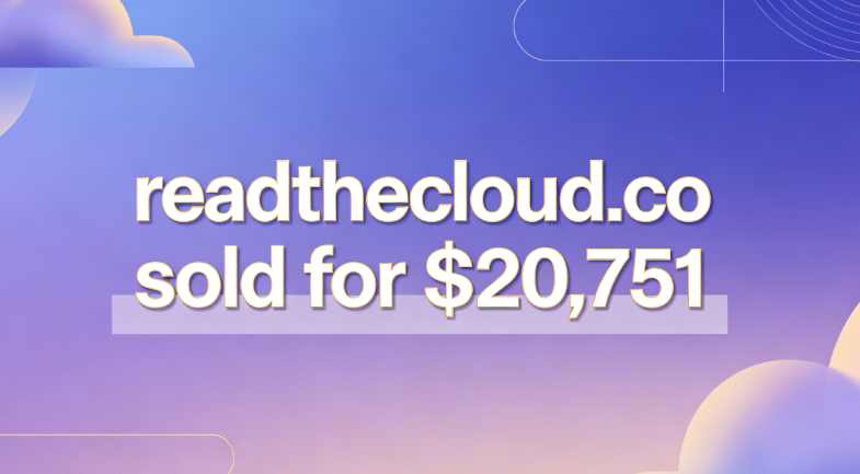 Readthecloud.co sold for ,751, highlighting the value of cloud domain names
