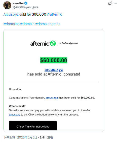 “Queen of .xyz” Strikes Again: Swetha Sells Arcus.xyz for ,000