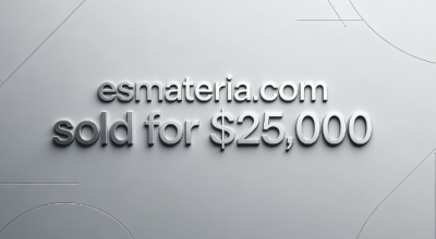 The domain name esmateria.com, associated with a science media brand, sold for $25,000