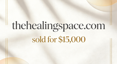 The premium domain name thehealingspace.com, associated with the healing industry, sold for $15,000