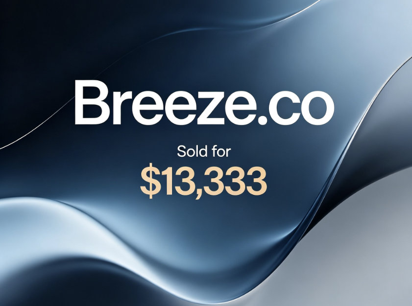 Breeze.co Sold for ,333 via GoDaddy