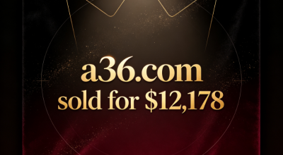 The three-character domain name a36.com, signifying "steel and steel," sold for $12,178
